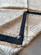 CC Square Scarf 90 CM In Beige Mix Black Cashmere Silk 288708