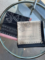CC Square Scarf 90 CM In Beige Mix Black Cashmere Silk 288708