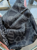 CC Square Scarf 90 CM In Black Mix White Pink Cashmere Silk 288707
