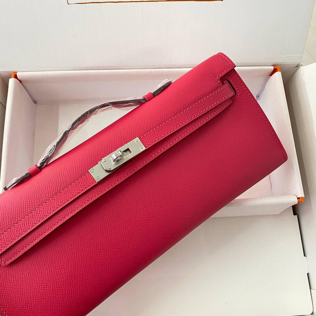 HM Kelly Cut 31 Crimson Pink Epsom Leather Silver Hardware 229061