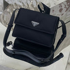 PRA CINI 23 MEDIUM BAG IN BLACK RE-NYLON WITH STRAP