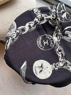 CC Square Scarf 140 CM In Black White Silk  421549