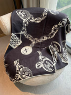CC Square Scarf 140 CM In Black White Silk  421549