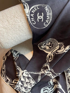 CC Square Scarf 140 CM In Black White Silk  421549