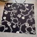 CC Square Scarf 140 CM In Black White Silk  421549