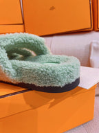 chypre sandal turquoise lamb wool