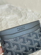 SAINT-SULPICE CARD WALLET 10 IN GREY BLACK GOYARDINE CANVAS AND CALFSKIN