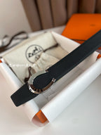 LUCK BELT BUCKLE & REVERSIBLE BLACK LEATHER STRAP 38MM SILVER HARDWARE