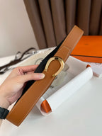 LUCK BELT BUCKLE & REVERSIBLE GINGER ORANGE LEATHER STRAP 38MM GOLDEN HARDWARE