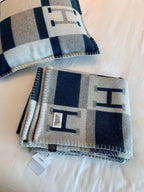 HM Avalon Throw Blanket Blue Grey Wool Cashmere