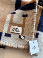 HM Avalon Throw Blanket Brown Blue Wool Cashmere