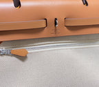 Herbag 31 Toile White Canvas Gold Cowhide Leather
