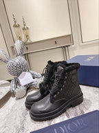 CD Explorer Ankle Boot 50mm Black Fleece Lining Oblique Jacquard Fabric And Cowhide