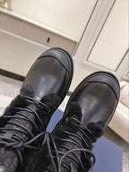 CD Explorer Ankle Boot 50mm Black Fleece Lining Oblique Jacquard Fabric And Cowhide
