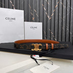 CEL 25mm Triomphe Belt in Taurillon Black Brown Canvas 176293