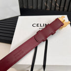 CEL 25mm Medium Triomphe Belt in Taurillon Light Burgundy Leather 176285