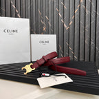 CEL 25mm Medium Triomphe Belt in Taurillon Light Burgundy Leather 176285