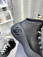 CC CANO ALTO SNEAKER IN BLACK CALFSKIN AND RUBBER