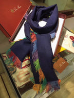 LP Scarf 190 CM In Charcoal Blue Colorful Cashmere 656977