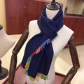 LP Scarf 190 CM In Charcoal Blue Colorful Cashmere 656977
