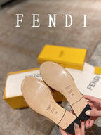FENDI BAGUETTE SLIDES IN  COPPER BROWN LAMBSKIN