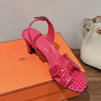 SLINGBACK ETERNITE 75 PINK LAMBSKIN AND CROCODILE LEATHER