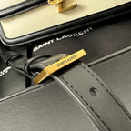 YSL Solferino Small Satchel Bag Black White Gold Calfskin 339413