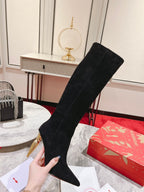 CL Lipbotta Knee-high Boots 100mm Suede Black
