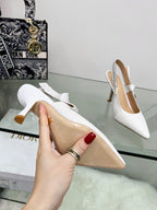 cd slingback pumps 95 white embroidered cotton