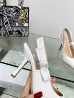 cd slingback pumps 95 white embroidered cotton