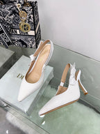 cd slingback pumps 95 white embroidered cotton