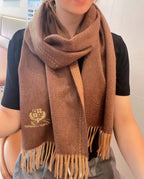 LP Grande Unita Scarf 200 CM In Earth Brown Mix Caramel Cashmere  686571