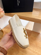 SL YVES LOGO SLIP ON WHITE CALFSKIN
