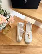 SL YVES LOGO SLIP ON WHITE CALFSKIN AND MESH