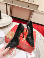 CL Iriza Pumps 100mm Velvet Papillon Black