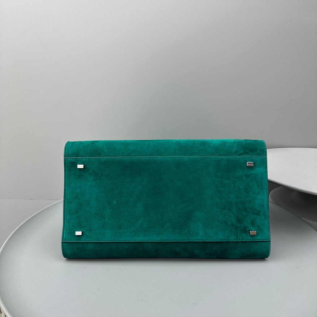 The Row Margaux 15 38cm Tote Bag Teal Blue Suede
