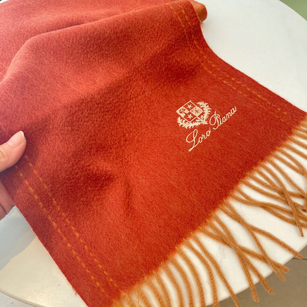 LP Grande Unita Scarf 200 CM In Red Orange Cashmere 705047