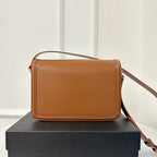 YSL Solferino Small Satchel Bag Brown Gold Calfskin 339437