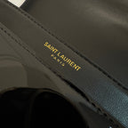 YSL Solferino Small Satchel Bag Black Gold Patent Leather 339430
