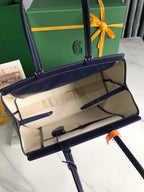 BELLECHASSE BIAUDE PM BAG 36 IN NAVY BLUE GOYARDINE CANVAS AND CALFSKIN TRIM