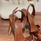 SLINGBACK ETERNITE 105 BROWN LAMBSKIN AND CROCODILE LEATHER