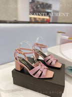 SL TRIBUTE CRYSTAL SANDALS PASTEL PINK CALFSKIN