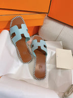 0RAN SANDAL Braided Calfskin BLUE SKY