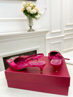 Valentino 25 Vlogo Signature Slingback Pumps Hot Pink Pastel Silk 239502