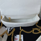 Flap Bag 20cm White Caviar Gold Hardware