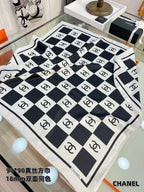 CC Square Scarf 90 CM In Black And White Plaid Silk Twill 288742
