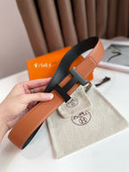 HM CONSTANCE BELT BUCKLE & REVERSIBLE GINGER ORANGE AND BLACK LEATHER STRAP 38MM