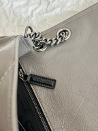 YSL Niki Medium Bag 28cm Grey Crinkled Vintage Leather