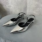 cl kitten with strap 45 platinum lizard stamped metalized calfskin