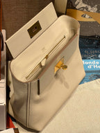 HM 24/24 Bag Milkshake White Leather Gold Hardware